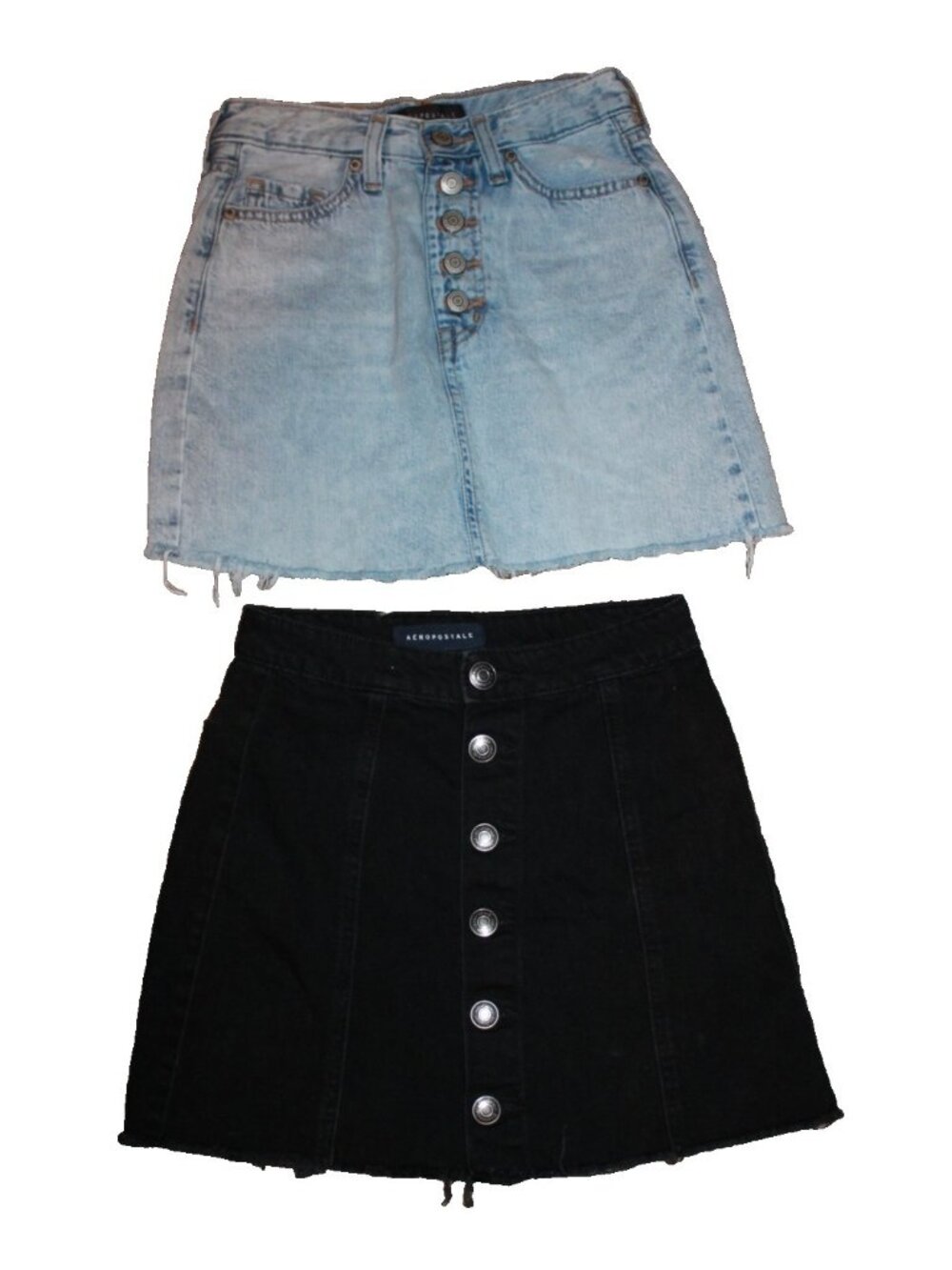 Aeropostale Denim Mini Skirt Lot Of 2 Black & Blue Size 000 24in. Waist